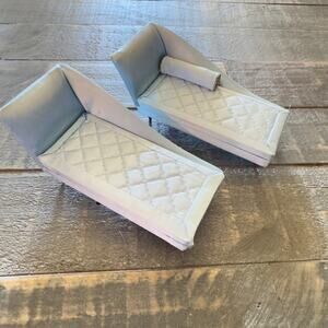 Vtg 2 Ideal Petite Princess Blue Boudoir Chase Longue Fantasy Doll Furniture